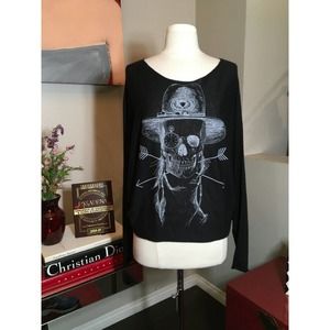 291 Size 1 Black White Cashmere Skull Arrow Hat Cashmere Sweater